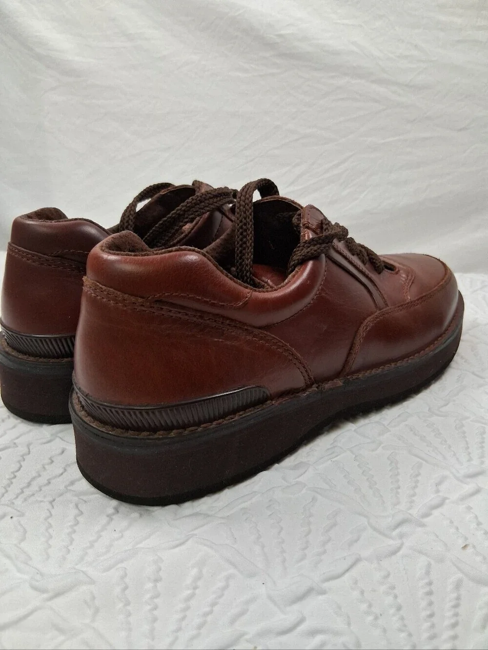 Whitefish Bay Men's Brown Leather Lace-Up Slip-On Comfort Loafers Retro Casual